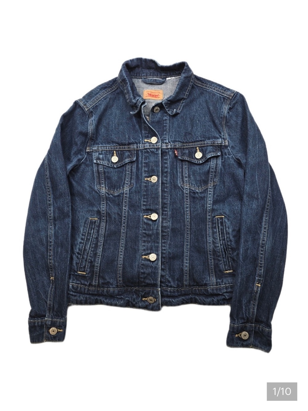 Levi's Denim Jacket Womens Small Blue Classic Dark Wash Trucker‎ Style